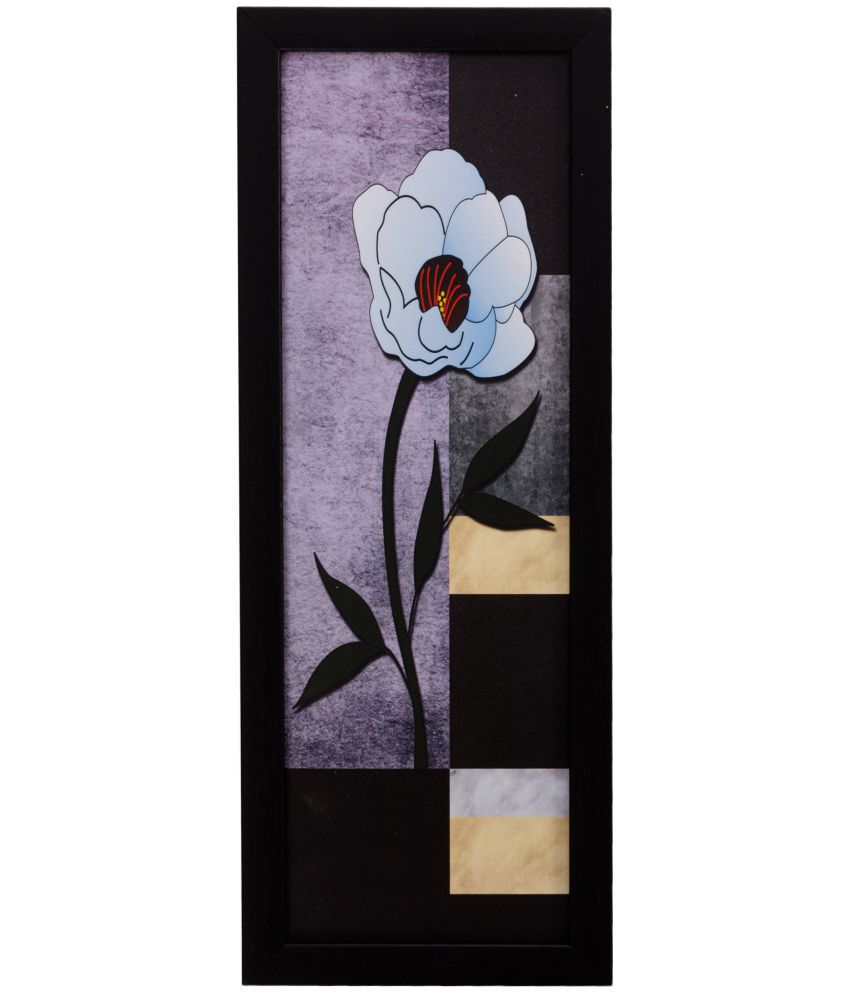     			eCraftIndia Botanical Floral Design Satin Matt Texture Framed UV Art  Multicolor Wood Painting With Frame Single Piece