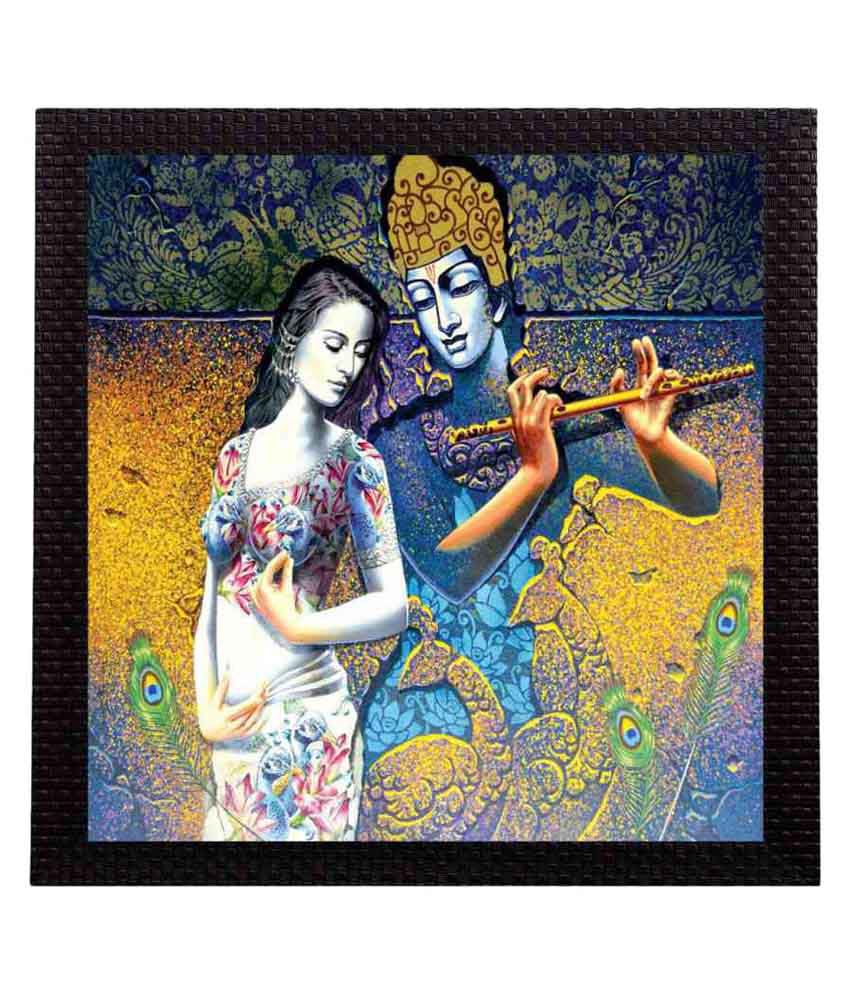     			eCraftIndia Divine Radha Krishna Satin Matt Texture UV Art Wood Painting With Frame Single Piece