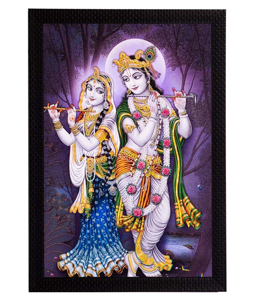     			eCraftIndia Purple Radha Krishna Playing Flute UV Wall Painting