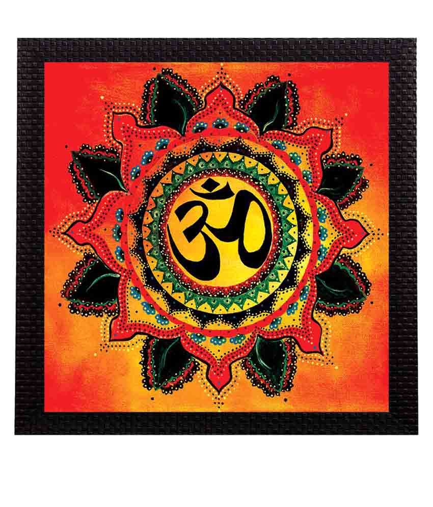     			eCraftIndia  Holy Om Satin Matt Texture UV Art  Multicolor Wood Painting With Frame Single Piece