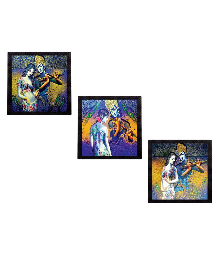     			eCraftIndia Radha- Krishna UV Art Wood Painting With Frame Set of 3