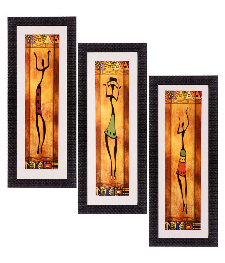     			eCraftIndia Fine Finish Matt Textured UV Art Print Wood Painting With Frame Set of 3