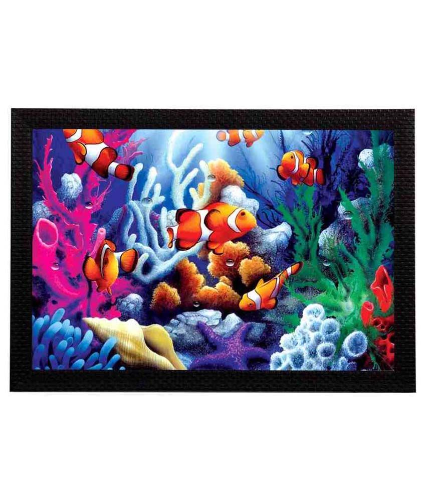     			eCraftIndia Multicoloured Underwater View UV Wall Art