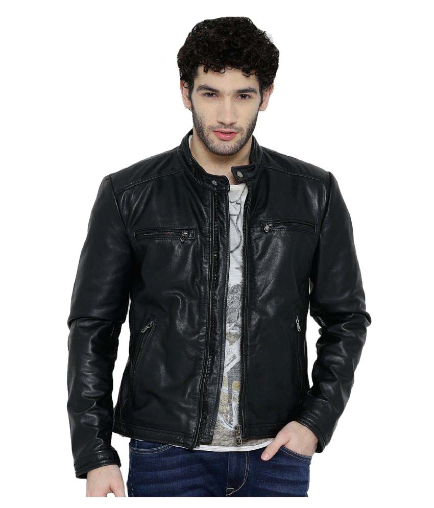 AJ Leather Black Leather Jacket - Buy AJ Leather Black Leather Jacket ...