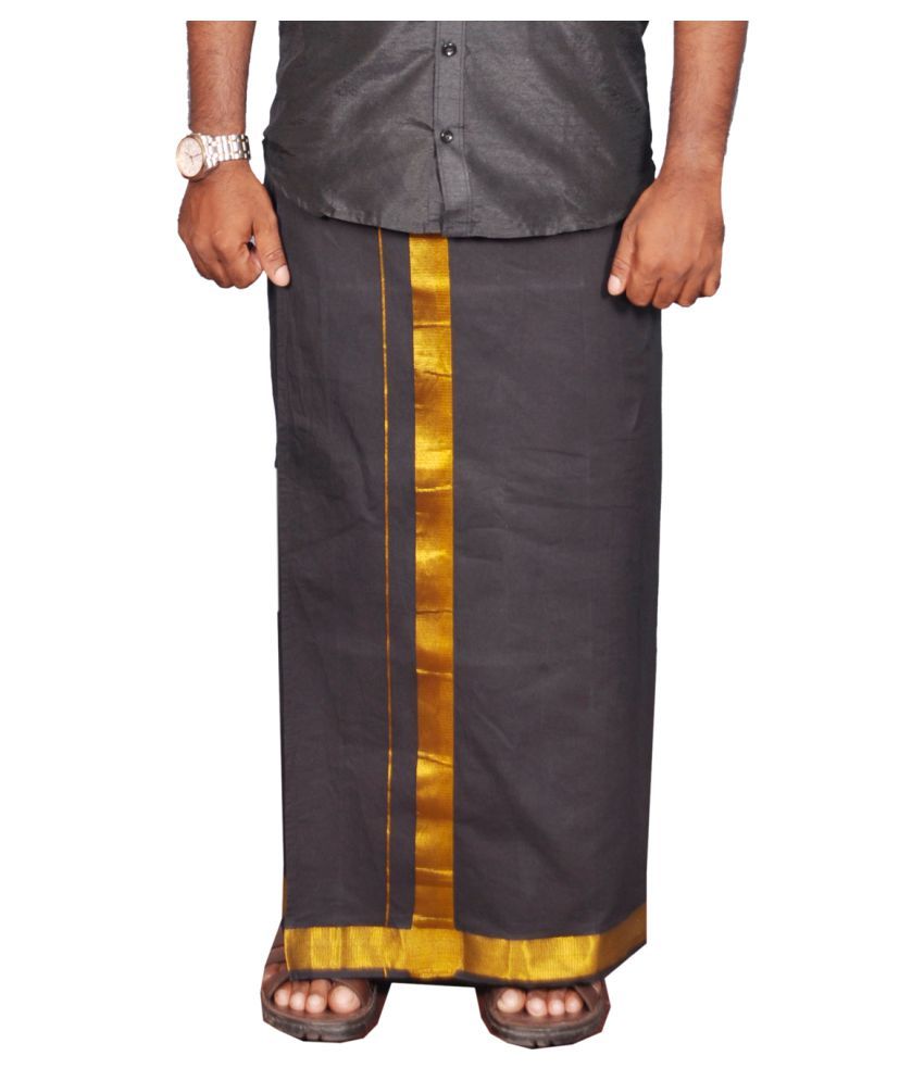 Prakasam Cotton Black Dhoti - Buy Prakasam Cotton Black Dhoti Online At ...