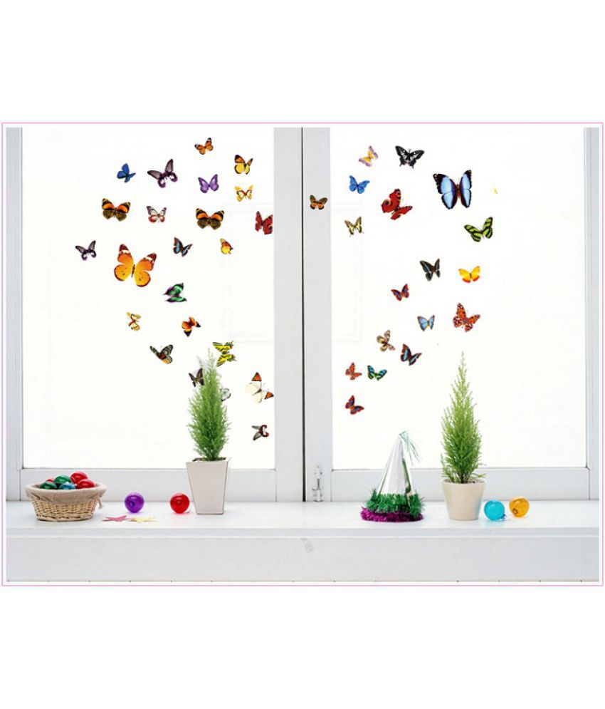     			Jaamso Royals Butterfly Multicolour PVC Multicolour Wall Stickers