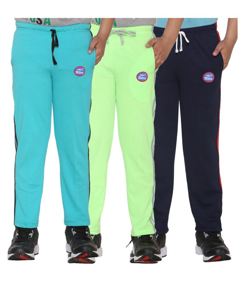     			Vimal Jonney Multicolor Cotton Blend Trackpants For Girls Pack of 3