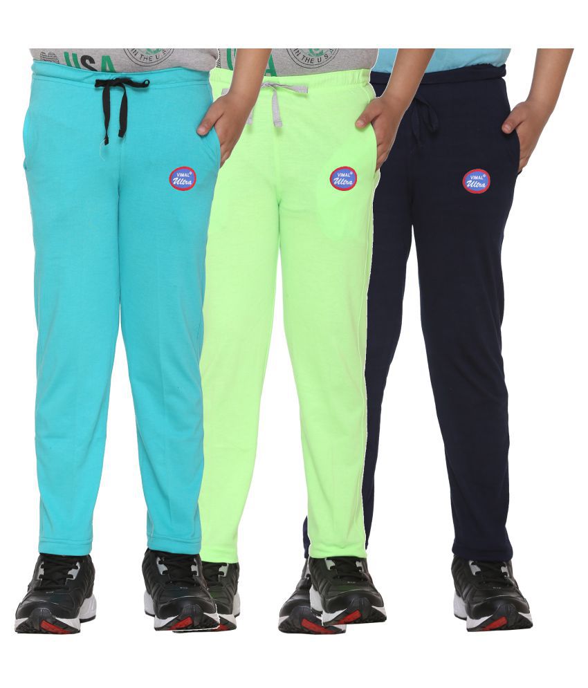     			Vimal Jonney Multicolor Cotton Blend Trackpants for Girls - Pack of 3