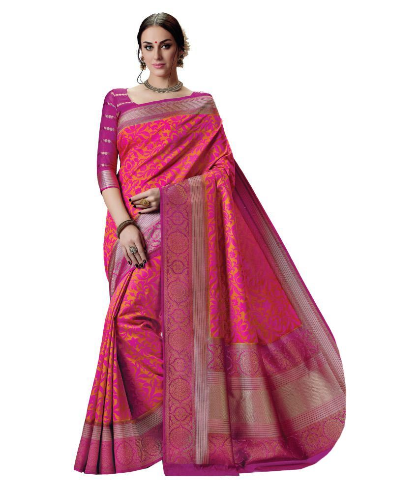 Kuberan Pink Raw Silk Saree Buy Kuberan Pink Raw Silk Saree Online At Low Price