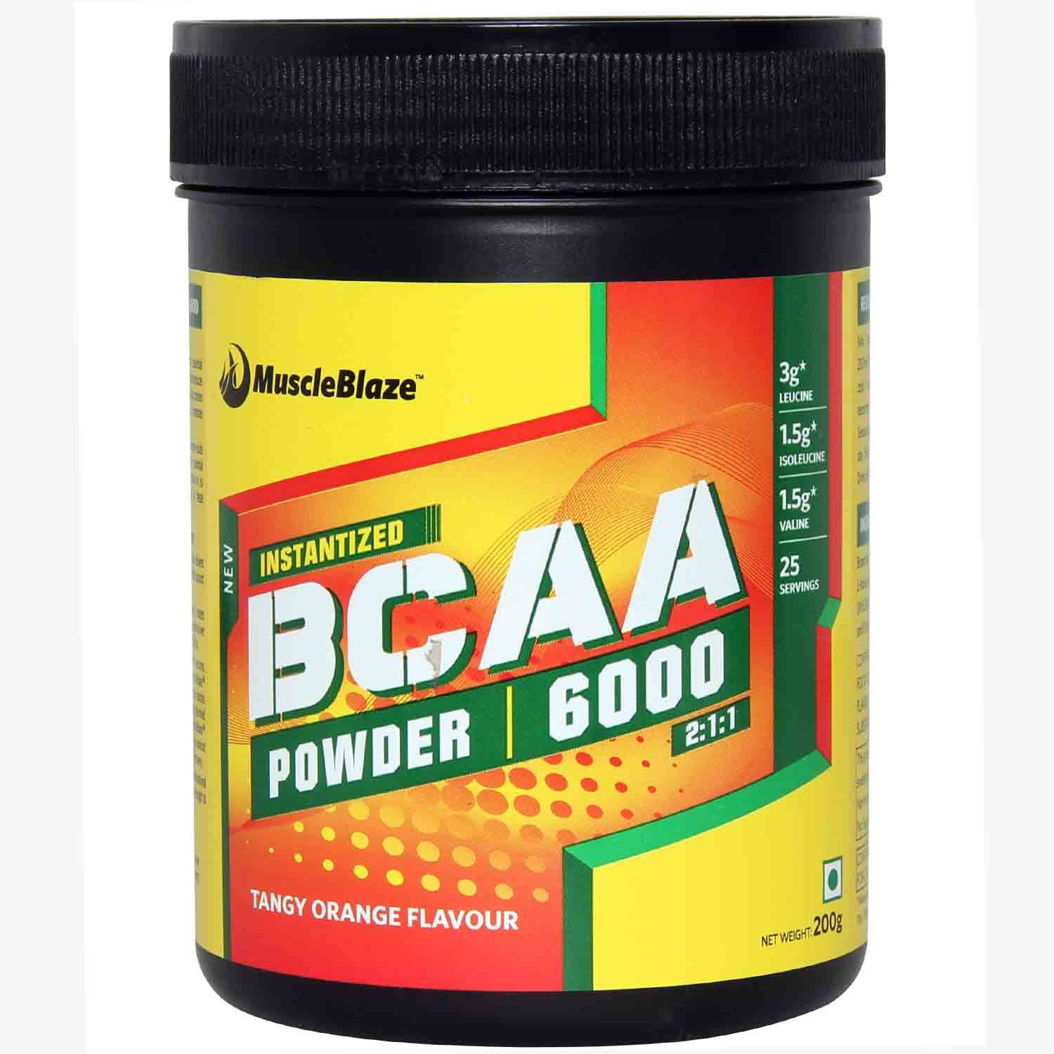 MuscleBlaze BCAA 6000 amino acid powder 0 44 lb 200g 25 Servings MuscleBlaze BCAA 6000 amino acid powder 0 44 lb 200g