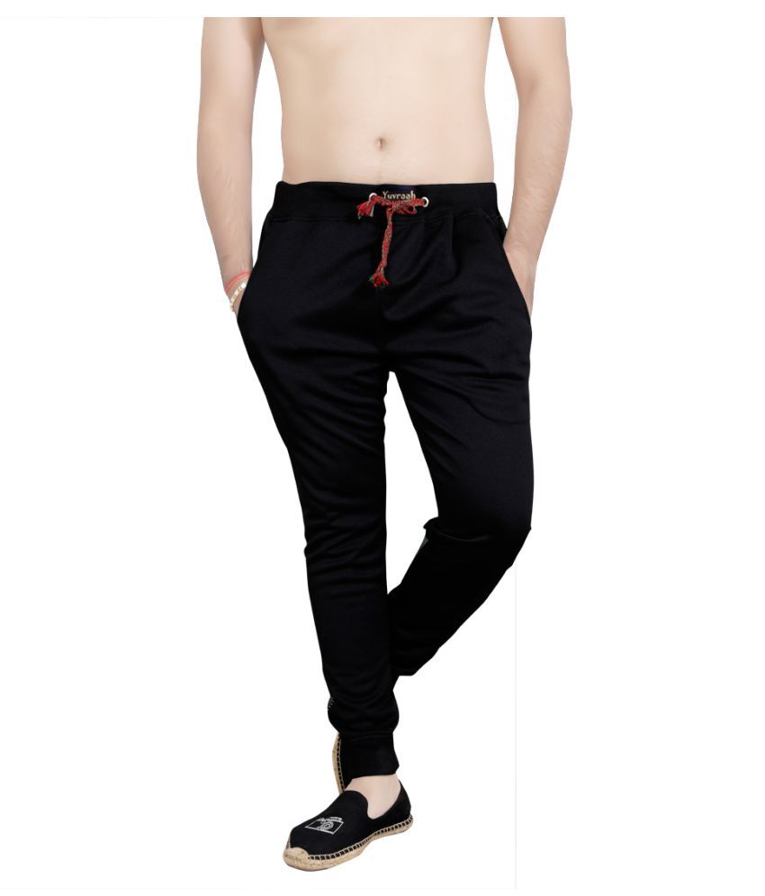 black polyester joggers