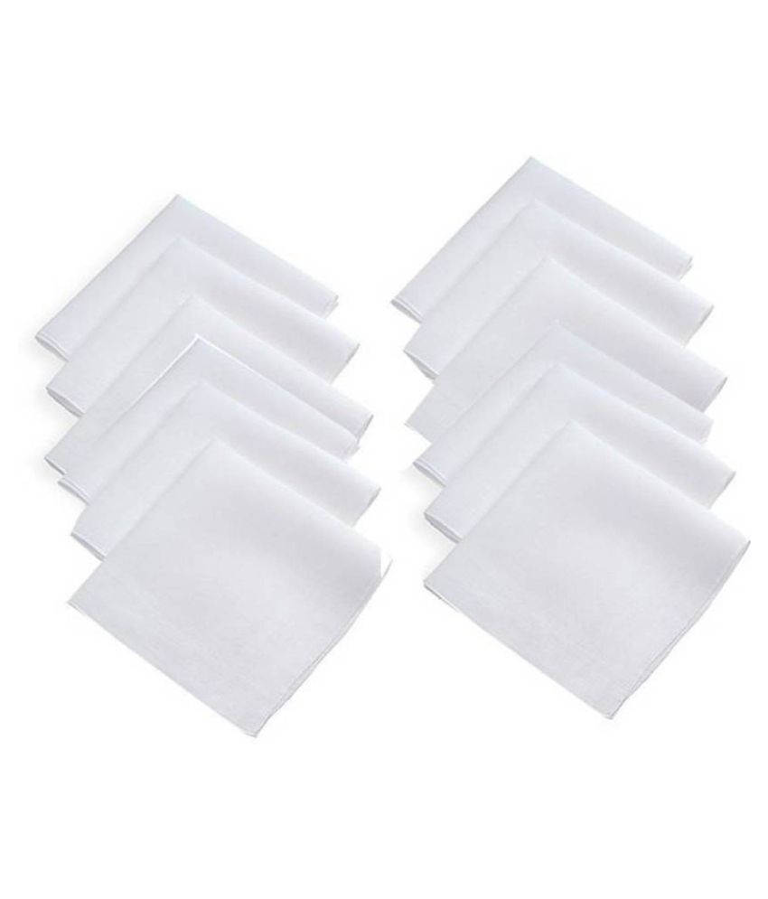     			Tahiro White Cotton Handkerchiefs - Pack Of 12