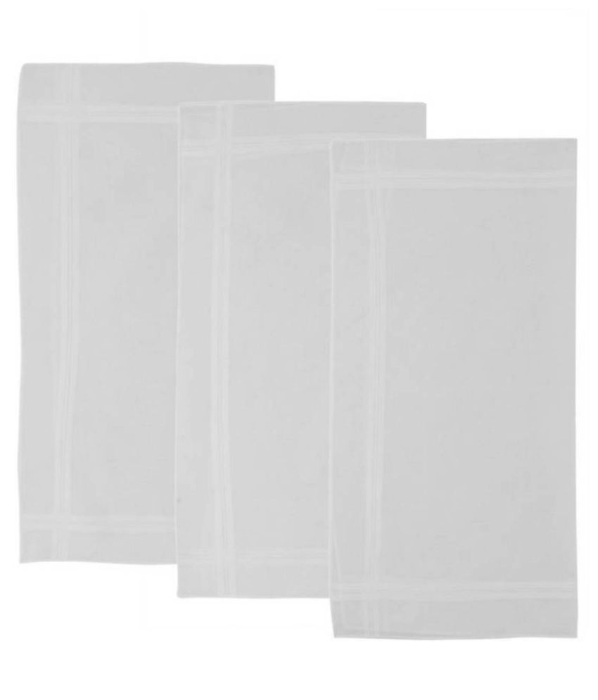     			Tahiro White Cotton Handkerchiefs - Pack Of 3