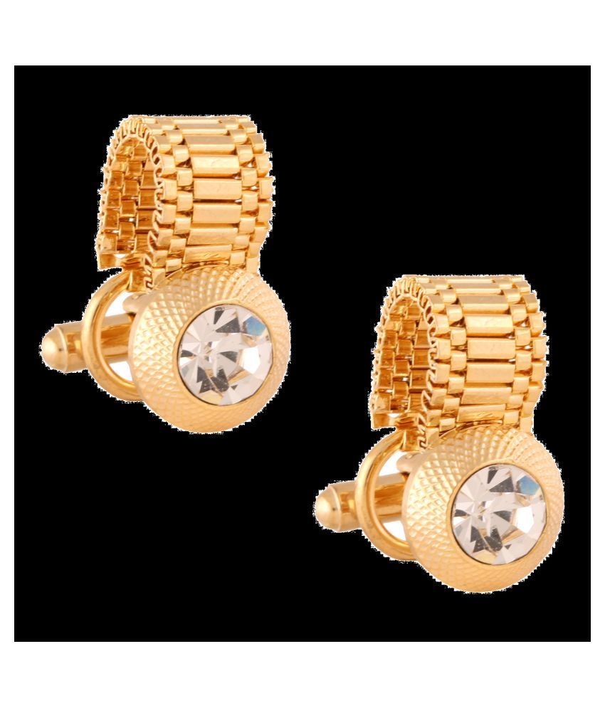 Tripin Golden Cufflink For Men With Diamond Crystal With A Chain In A ...