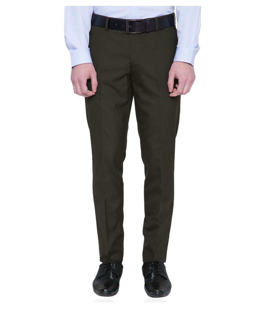     			Black Coffee Green Tapered Flat Trousers