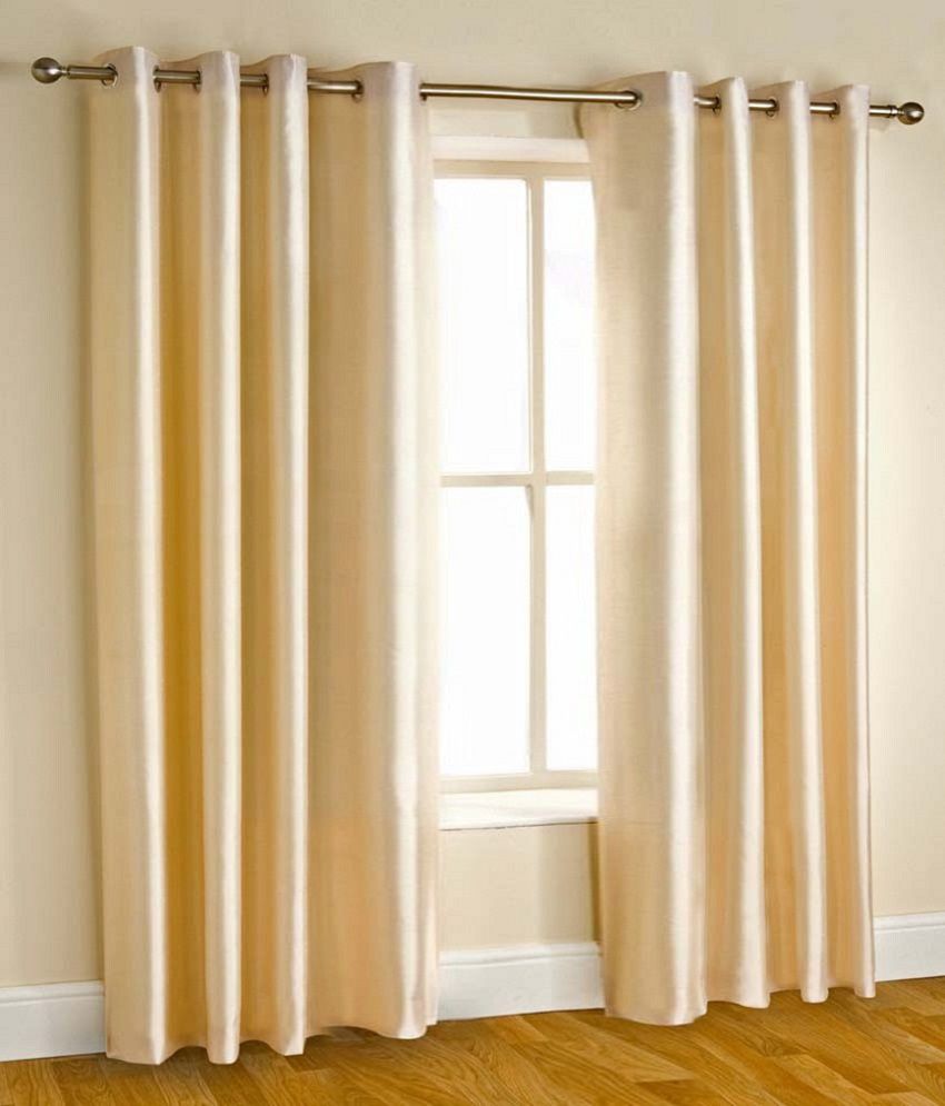     			Tanishka Fabs Solid Semi-Transparent Eyelet Curtain 5 ft ( Pack of 2 ) - Beige