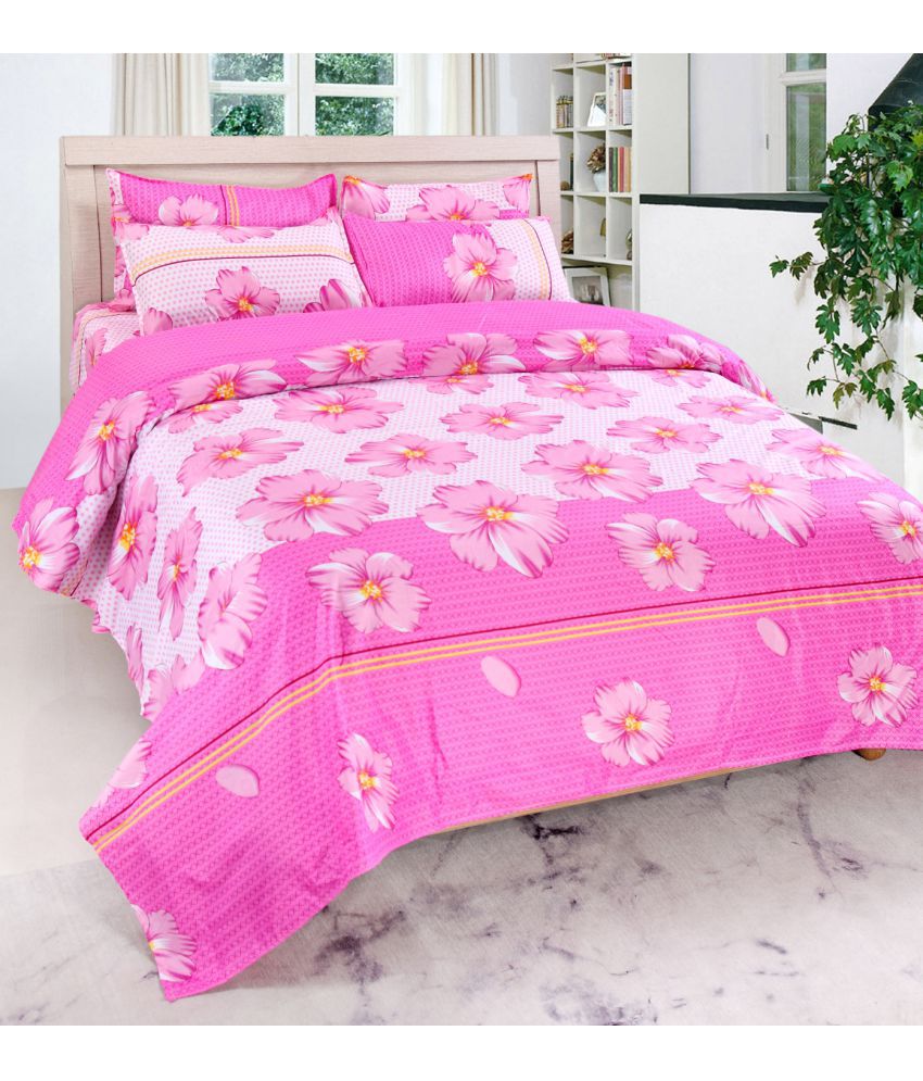     			Furhome Double Poly Cotton Multi Floral Bed Sheet