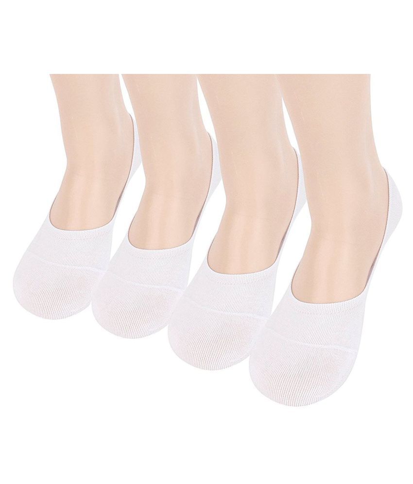     			Tahiro White Cotton Footies Socks - Pack of 4