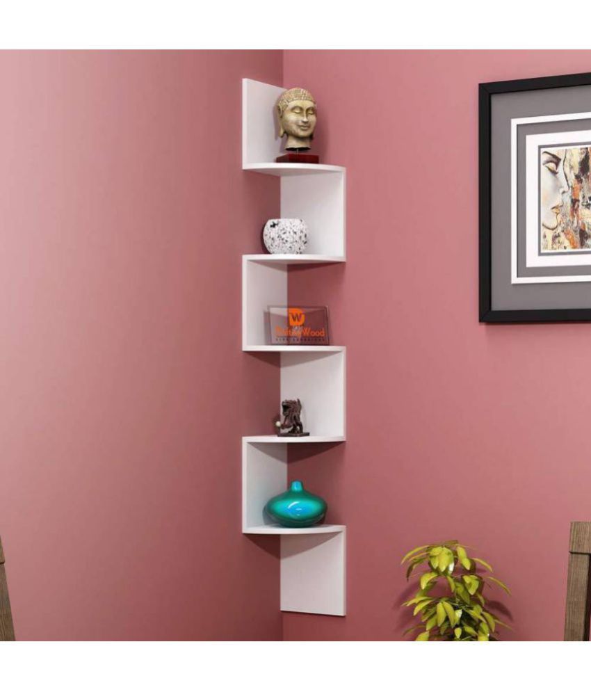 India Wooden Handicraft Wood Floating Shelf/ Wall Shelf / Storage Shelf/ Decoration Shelf White Pack of 1
