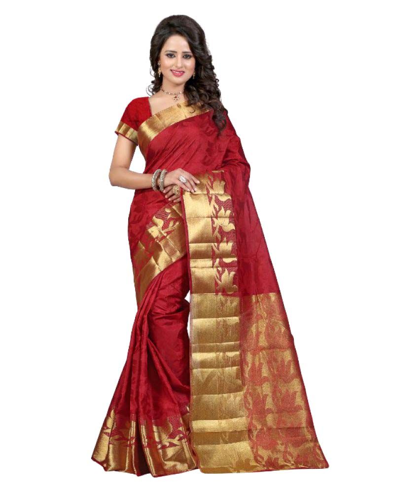maroon cotton silk saree