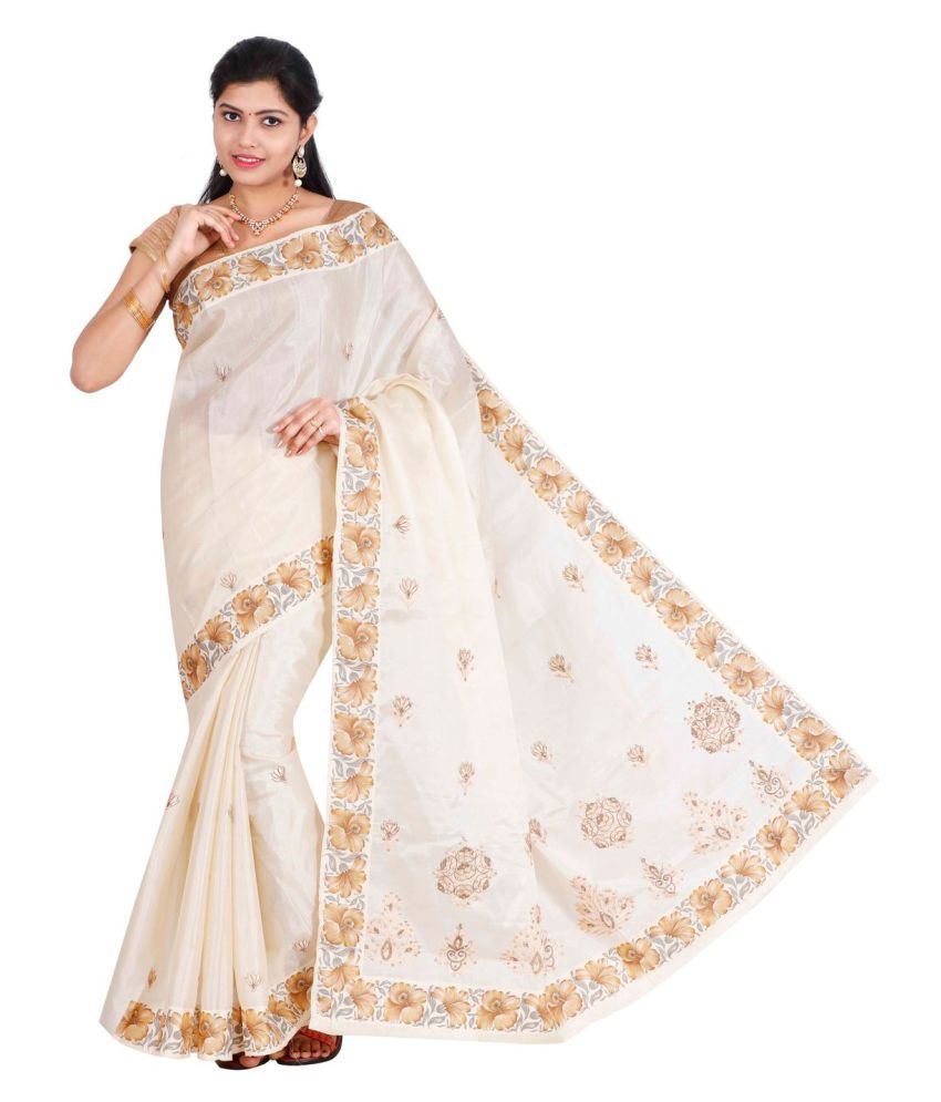 The Chennai Silks White Cotton Saree Buy The Chennai Silks White