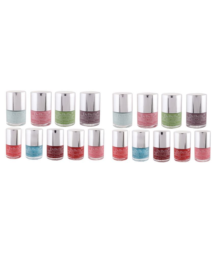     			DeBelle Pack of 18 Nail Polish Blue,Pink ,Green ,Red,Mauve,Maroon Matte 144 ml