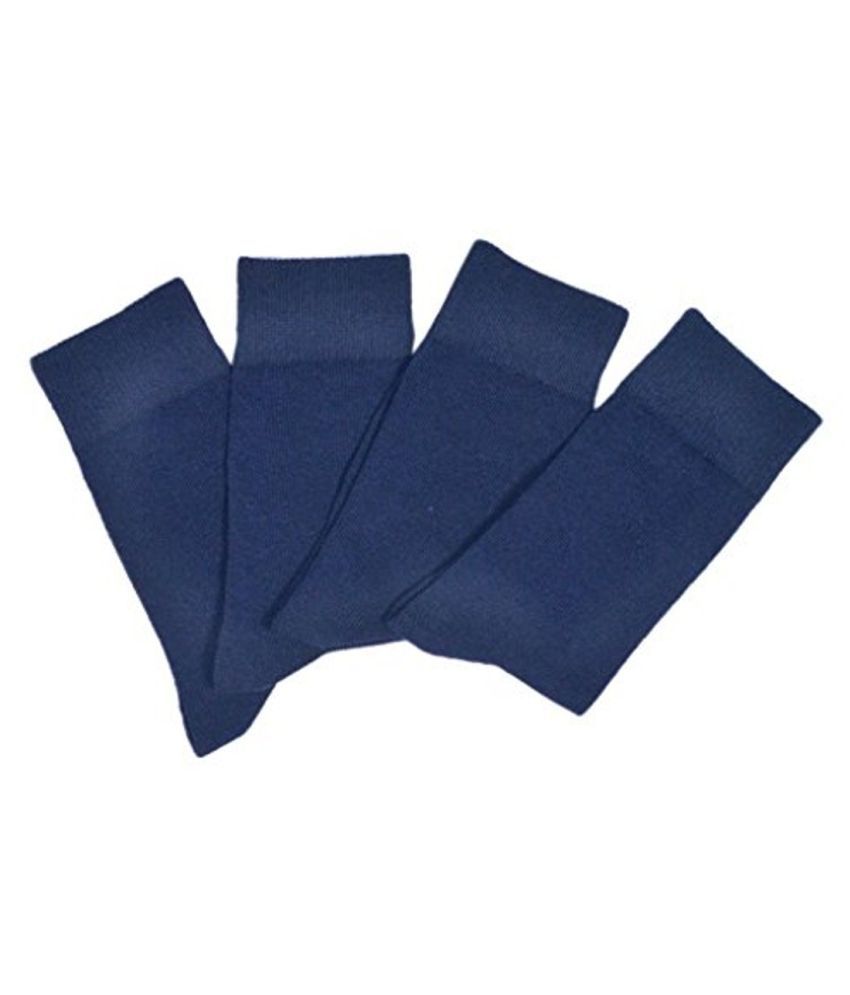     			Tahiro Blue Cotton Mid Length Socks - Pack Of 4