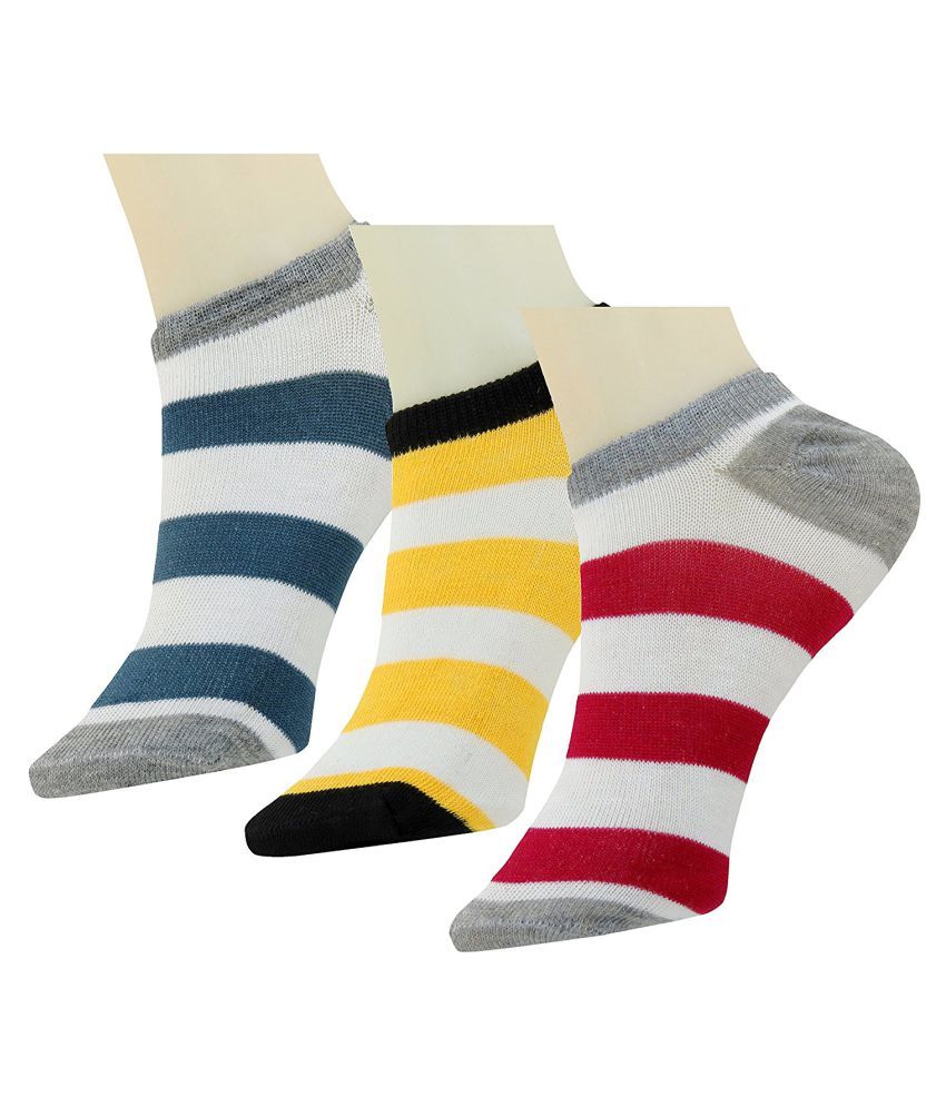     			Tahiro Multicolour Striped Cotton Ankle Length Socks - Pack of 3