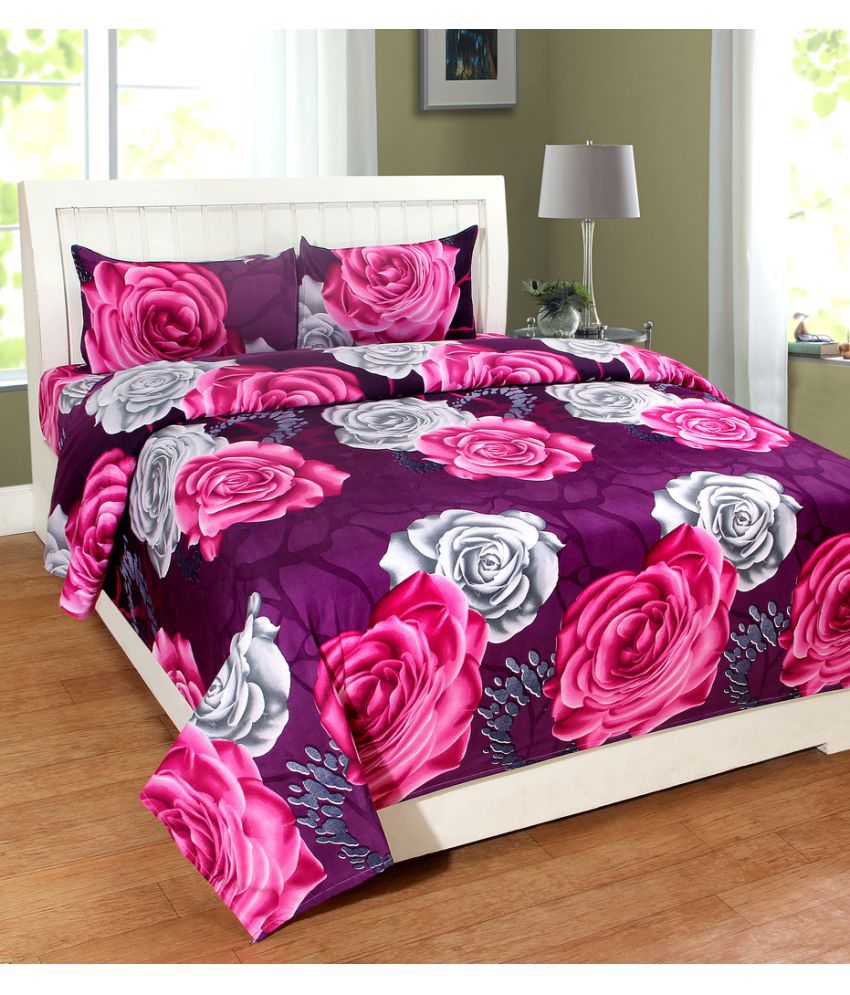     			Homefab India Double Poly Cotton Multi Floral Bed Sheet