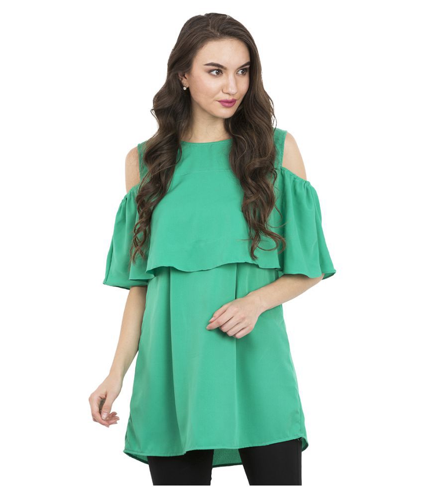 Triraj - Fluorescent Green Polyester Women's Boxy Top ( Pack of 1 )