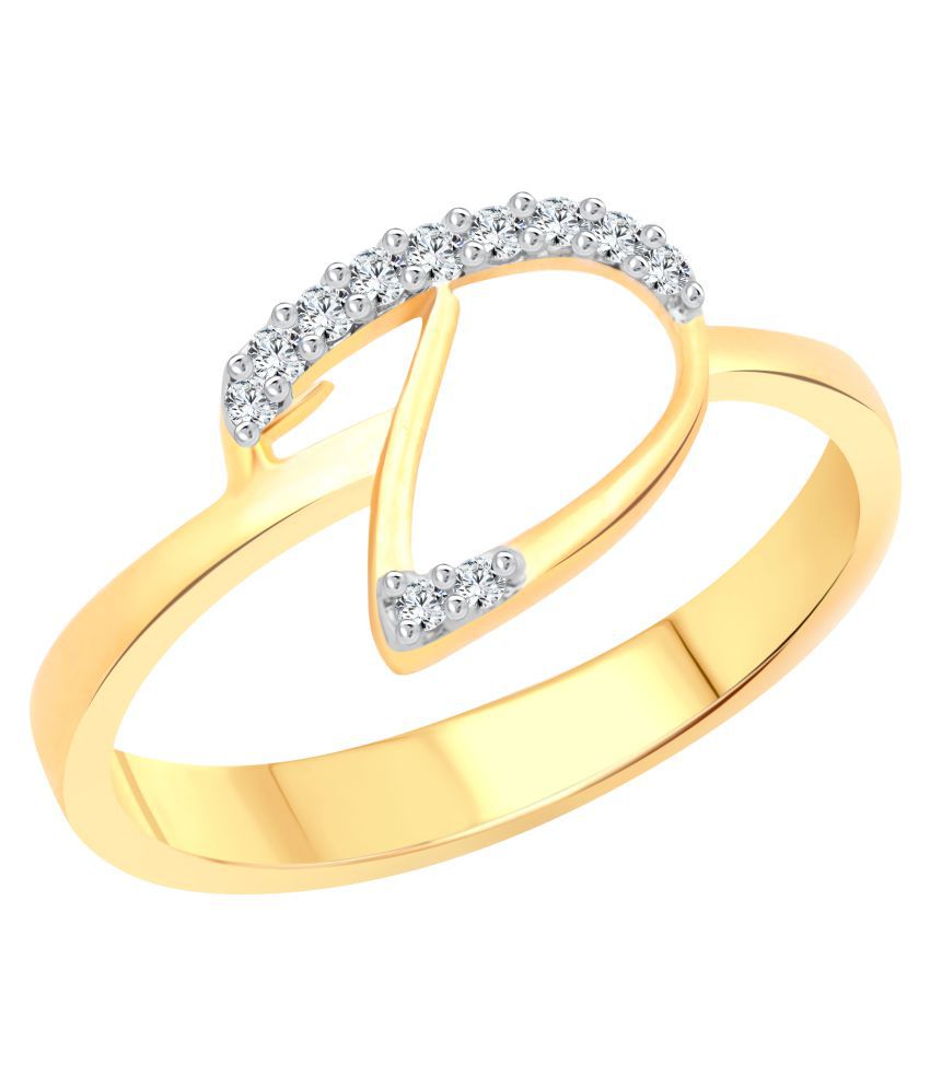     			Vighnaharta Initial ''D'' Letter (CZ) Gold and Rhodium Plated Ring For Women - [VFJ1180FRG15]