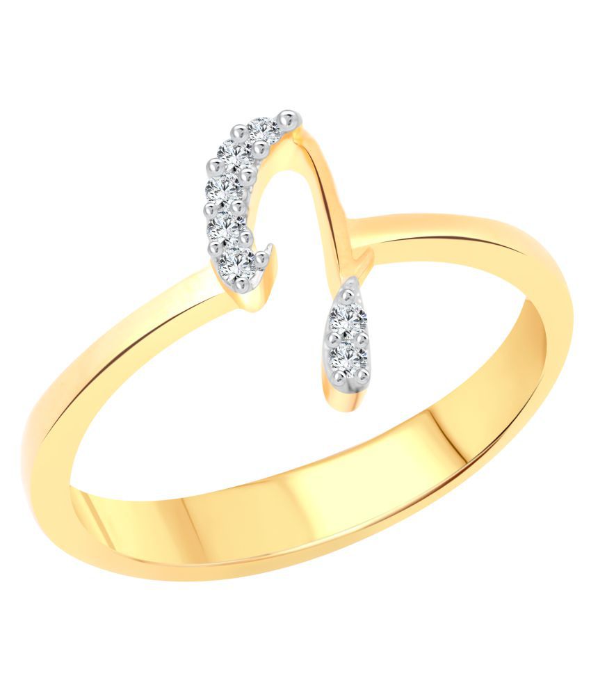     			Vighnaharta Initial ''J'' Alphabet (CZ) Gold Plated Alloy Ring For Women