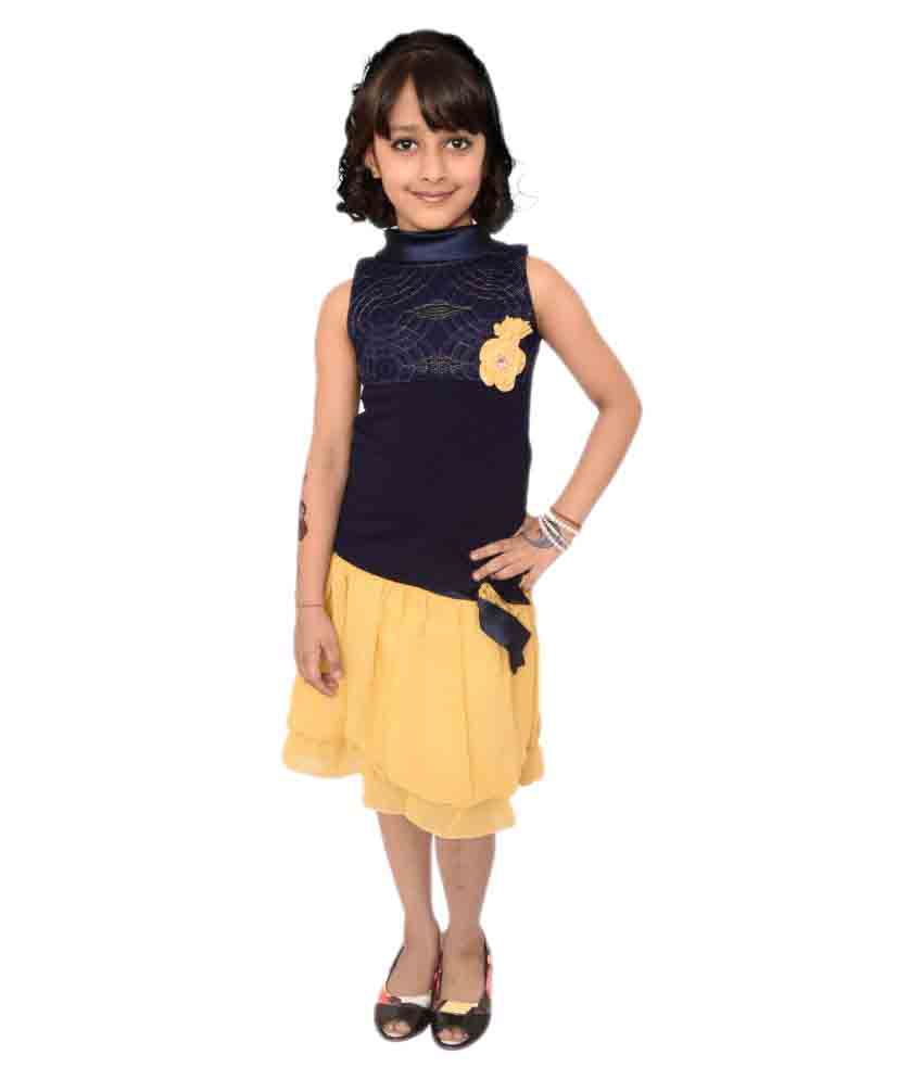     			Little Girls Skirt And top Two-Piece Set by Arshia Fashions - sleeveless - Party wear - Navy Blue