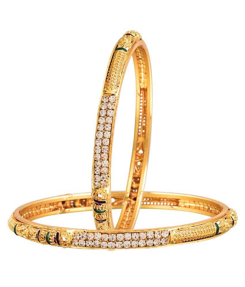     			Zeneme Golden Glod Plated American Diamond Bangle