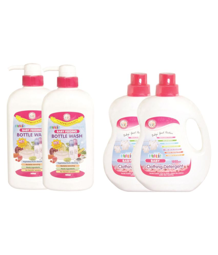 Farlin Combo of 2 Baby Bottle Cleansers and 2 Baby Clothing Detergents