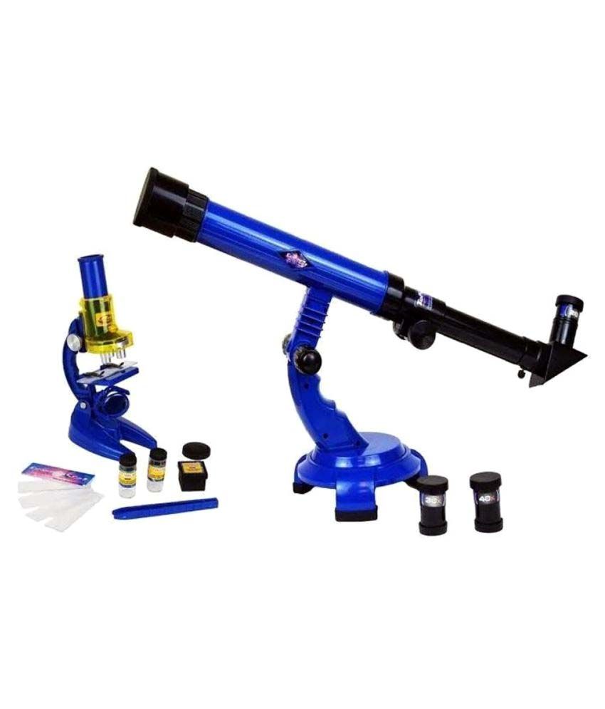 science set telescope and microscope