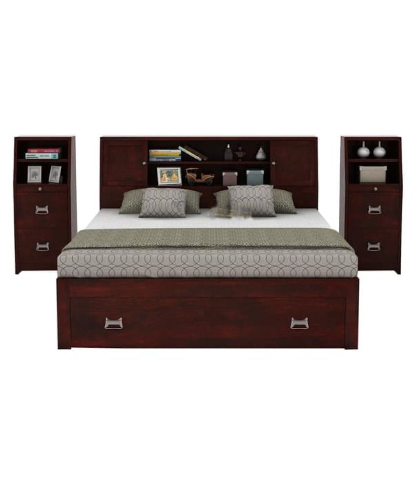 Aprodz Tz King Size Bed With, King Size Bed With Storage And Side Table
