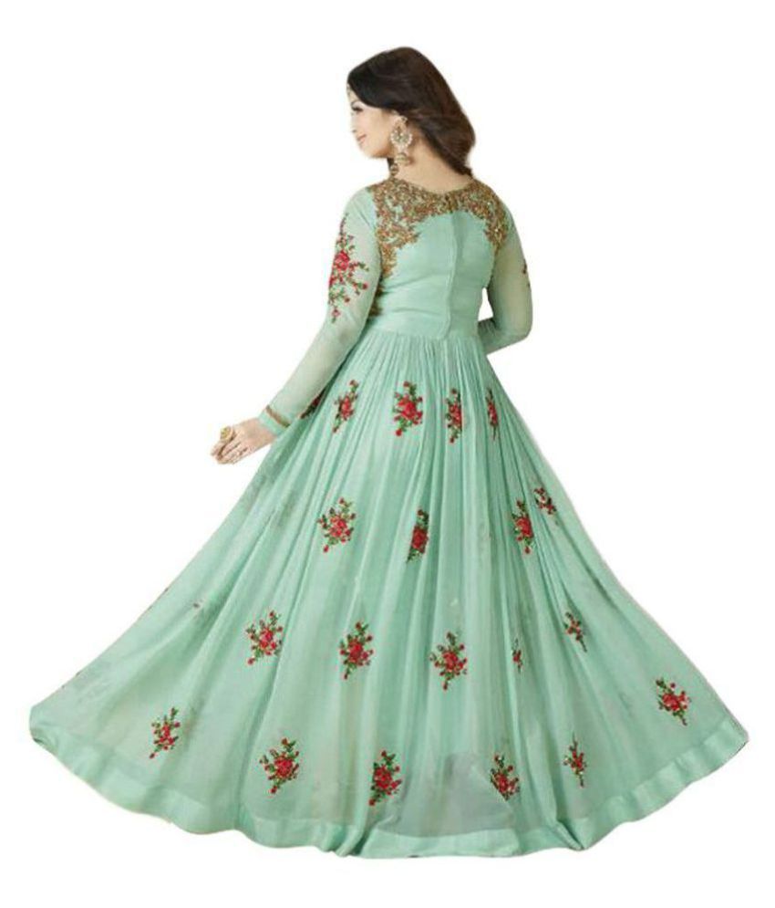 designer turquoise georgette floor length anarkali suit