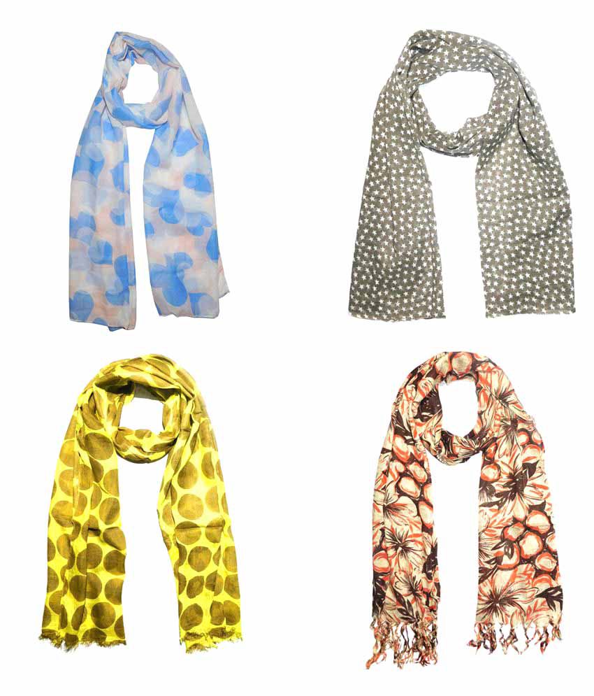 Sri Belha Fashions Multi Printed Cotton Scarves: Buy Online at Low ...