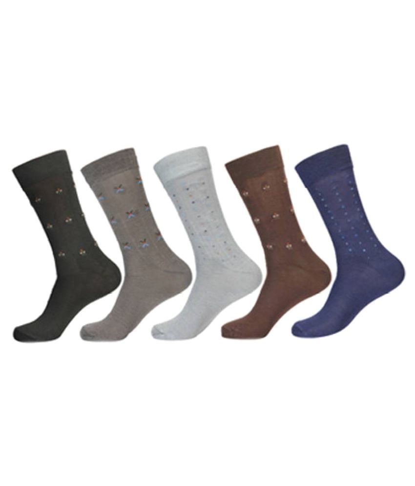     			Tahiro MultiColour Cotton Mid Length Socks - Pack Of 5