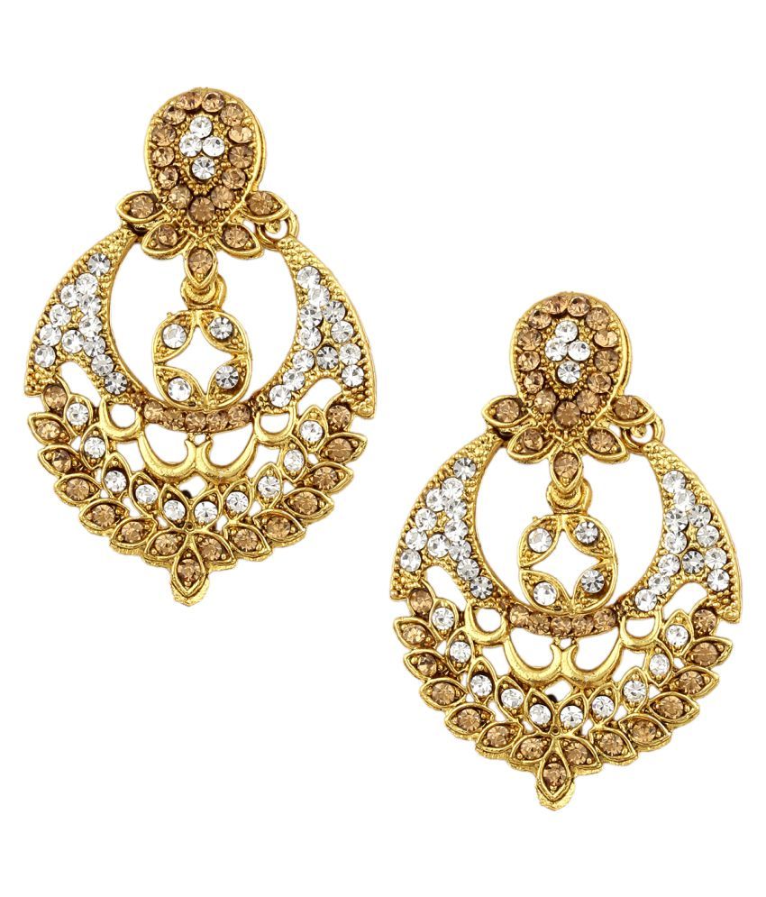 Jewels Gold Alloy Party Wear and Wedding Necklace With Earrings Set For