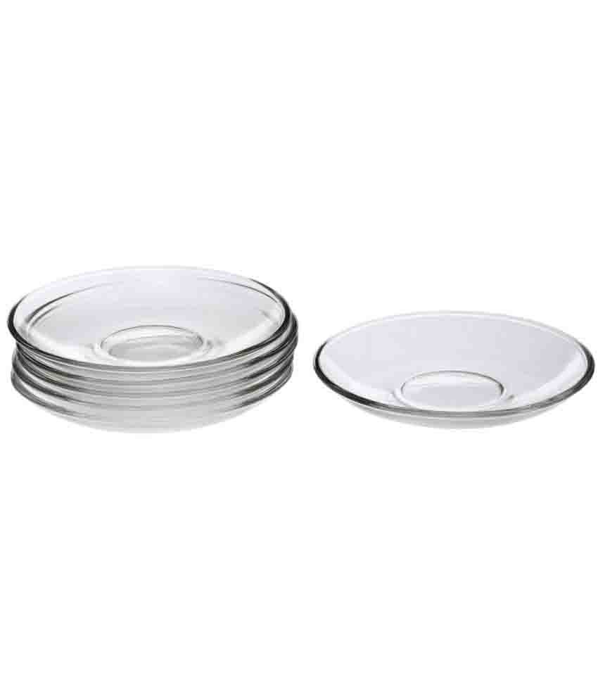     			Somil Glass Plate, Transparent, Pack Of 6, 90 ml
