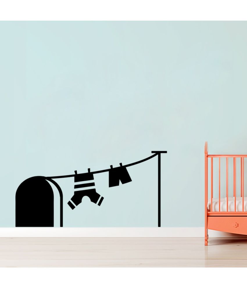     			Decor Villa Bus stop PVC Black Wall Sticker - Pack of 1