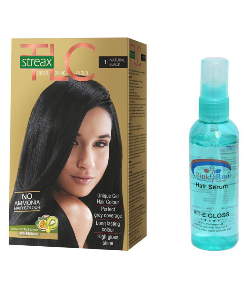 Streax Hair Colour TLC Natural Black No.(1) 170ml With Pink Root Hair  Serum: Buy Streax Hair Colour TLC Natural Black No.(1) 170ml With Pink Root  Hair Serum at Best Prices in India -