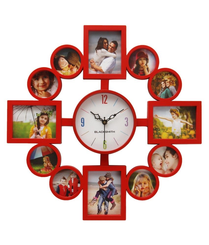 Blacksmith Red Plastic Wall Clock With Photo Frame Buy Blacksmith Red Plastic Wall Clock With Photo Frame At Best Price In India On Snapdeal