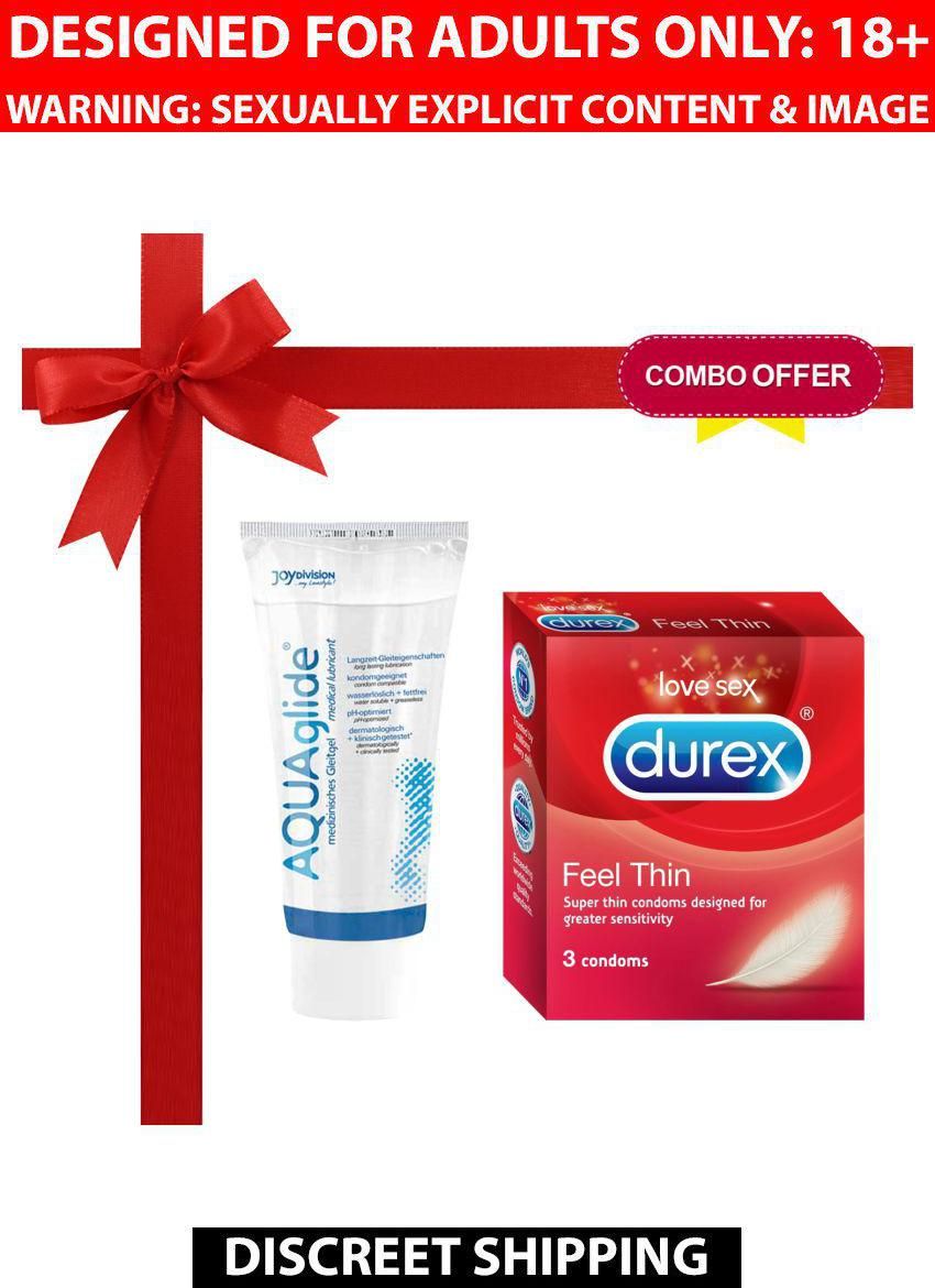 JOYDIVISION AQUAglide Lubricant & Durex Feel Thin Condoms 50 ml Pack Of