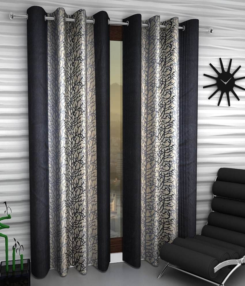     			Home Sizzler Set of 2 Long Door Eyelet Curtain