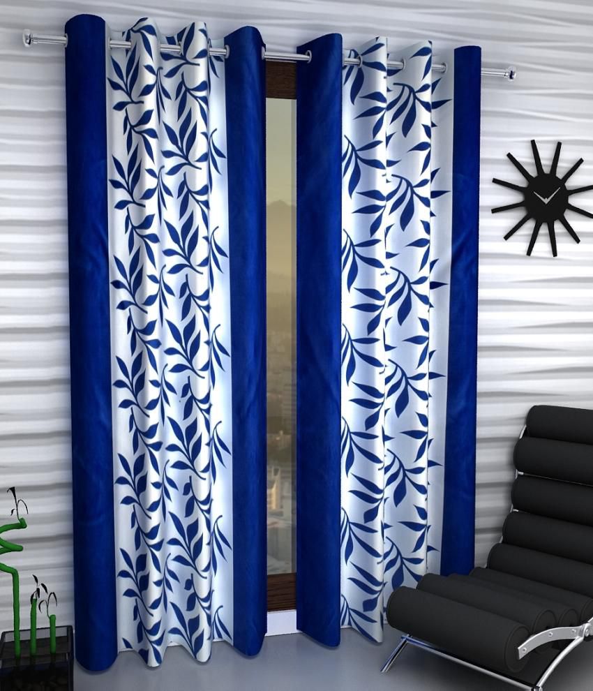     			Home Sizzler Set of 2 Pcs Door Curtains Floral Blue
