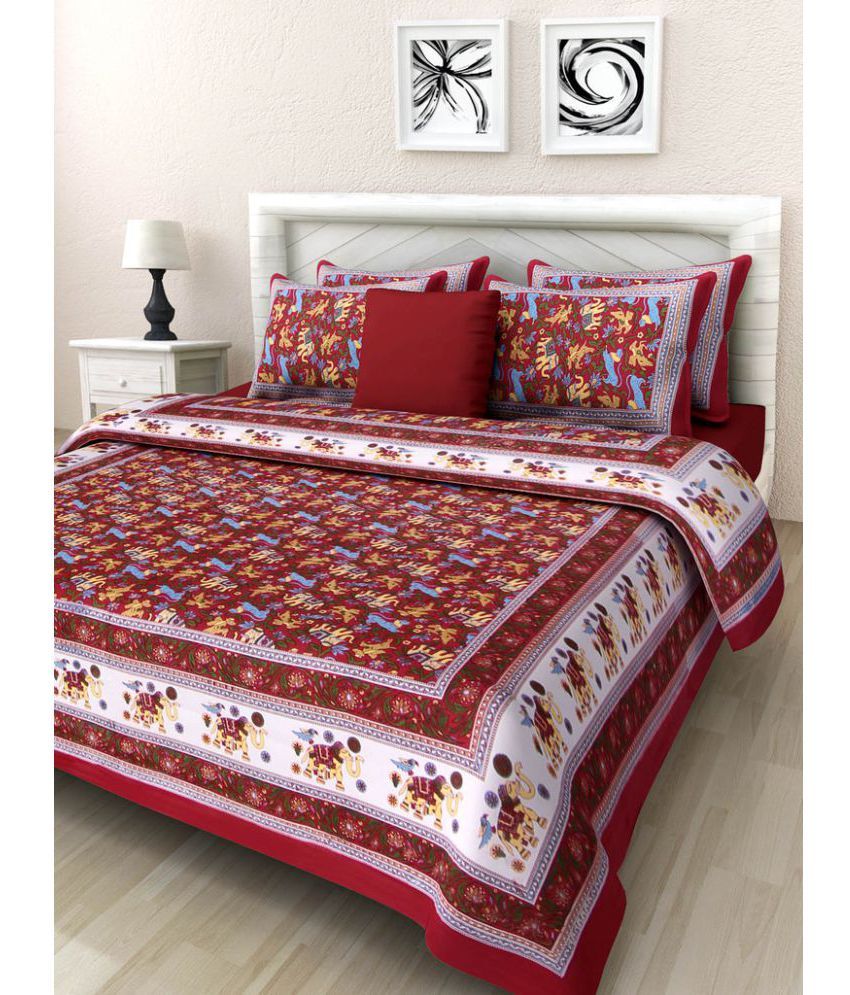     			Uniqchoice Cotton 1 Bedsheet with 2 Pillow Covers ( x )