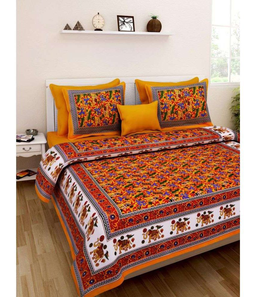    			Uniqchoice Double Cotton Multicolor Traditional Bed Sheet